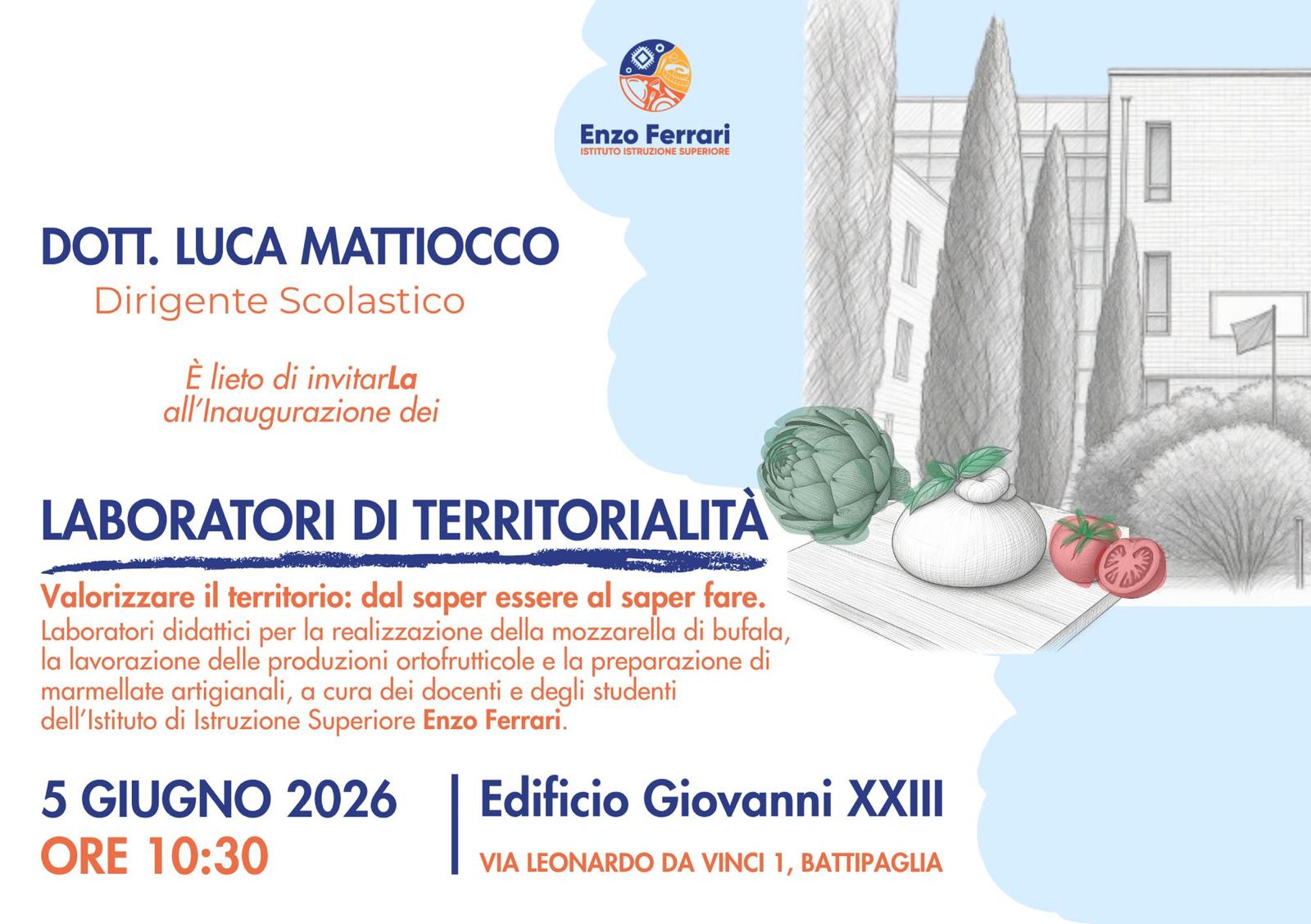 LABORATORI DI TERRITORIALITA' 5 Giugno 2026 ore 10:30 Edificio Giovanni XXIII - Via Leonardo da Vinc